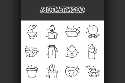 Motherhood flat icons set