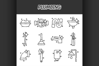 Plumbing concept icons pattern