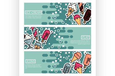 Set of Horizontal Banners about ice-cream