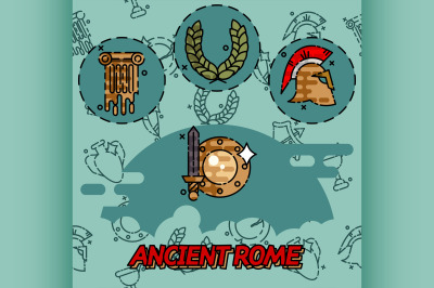 Ancient rome flat concept icons