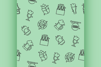 Brewing icons set pattern