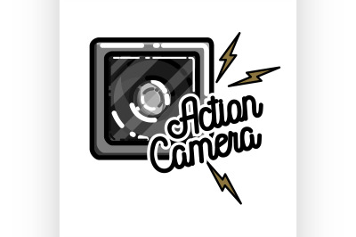 Color vintage electronic gadgets emblem