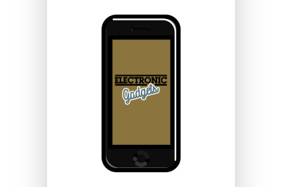 Color vintage electronic gadgets emblem