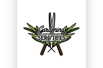 Color vintage gardening emblem