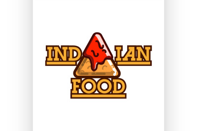 Color vintage indian food emblem