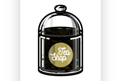 Color vintage tea shop emblem