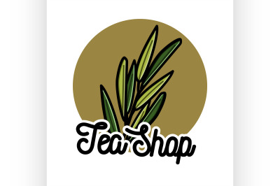 Color vintage tea shop emblem