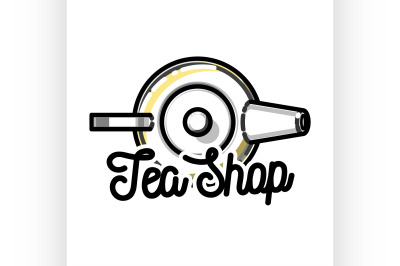 Color vintage tea shop emblem