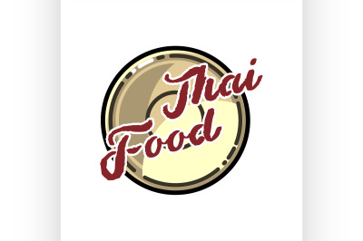 Color vintage thai food emblem