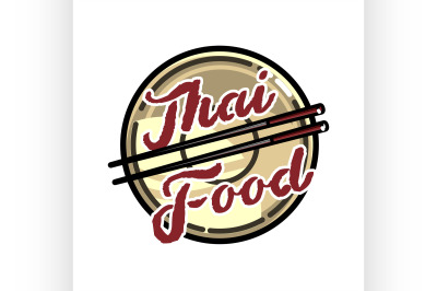 Color vintage thai food emblem
