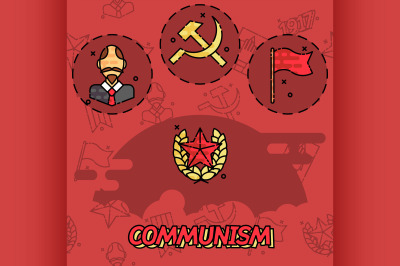 Communism flat concept icons