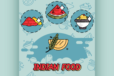 Indian food flat concept icons