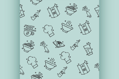 Restaurant concept icons pattern