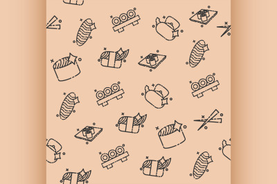 Sushi concept icons pattern