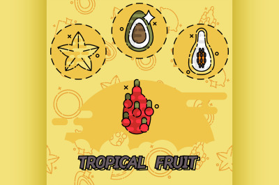 Tropical fruit flat concept icons