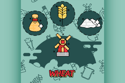 Wheat flat concept icons