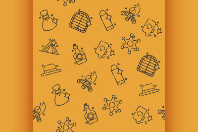 Wild west concept icons pattern