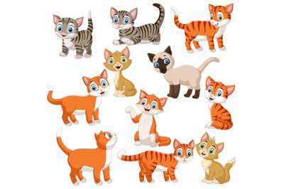 Cartoon Cats Clip Art Set Graphic