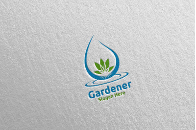 Water Botanical Gardener Logo Design 21