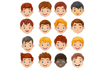 Children Head ClipArt Set Graphic