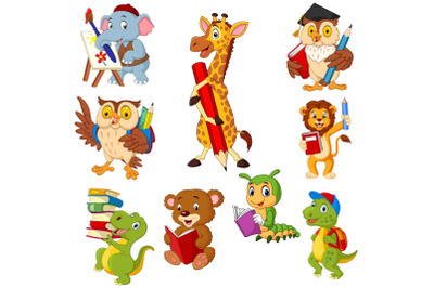 Animal Students ClipArt Set Graphic