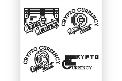 Vintage cryptocurrency emblems