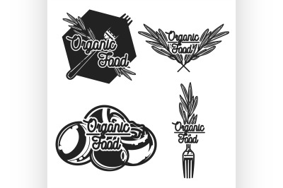 Vintage organic food emblems