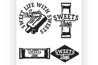 Vintage sweets shop emblems