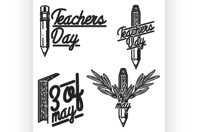 Vintage teachers day emblems