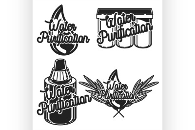 Vintage water purification emblems