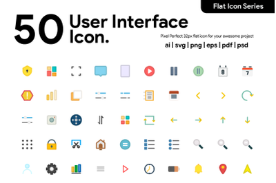 50 User Interface Icon Flat