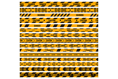 Caution stripe border. Warning yellow, black tape, criminal police lin