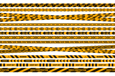 Danger police tape. Caution yellow and black tape, criminal perimeter