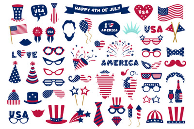 Photobooth USA patriotic props. Celebration photobooth mask, American