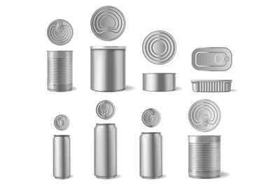 Realistic aluminium can. Beverages and canned food cans&2C; metal packagi