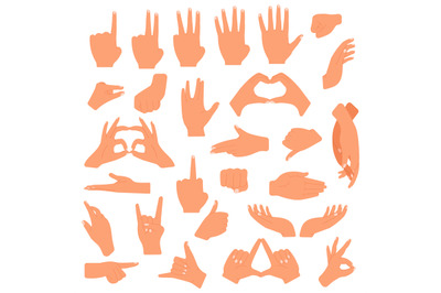 Gesturing hands. Communication hand gesture, pointing, counting finger