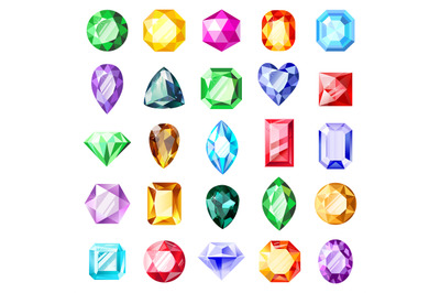 Jewel gemstones. Jewelry crystal gems, diamond jewel precious gemstone