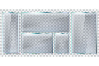 Glass brightness frame. Realistic glass plate, reflective glass window