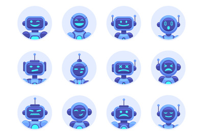 Chat bot avatars. Robotic digital assistant avatar&2C; computer online as