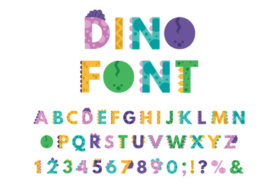 Dino hand drawn alphabet. Cartoon cute ABC letters dinosaurs for kids,