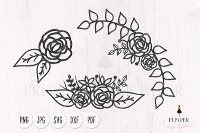 Flower Svg, Rose Svg, Flower Border Svg, flower bouquets svg