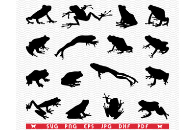 SVG Frogs&2C; Black Silhouettes&2C; Digital clipart&2C; Files eps