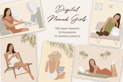 Digital Nomad Girls Illustration Set