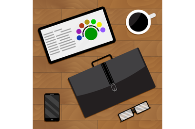 Top view of business activity vector