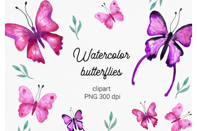 Pink and purple butterflies clipart