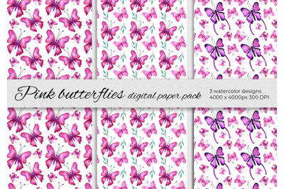 Pink and purple butterflies patterns