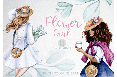 Watercolor Flower Girls  clipart