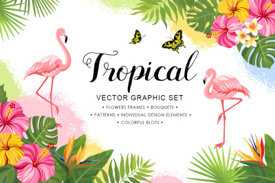 Tropical vector graphic set