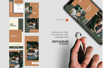 Podcast Instagram Stories and Post Template - coffee barista podcast