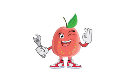 Guava with Wrench Fruit Cartoon Character Design